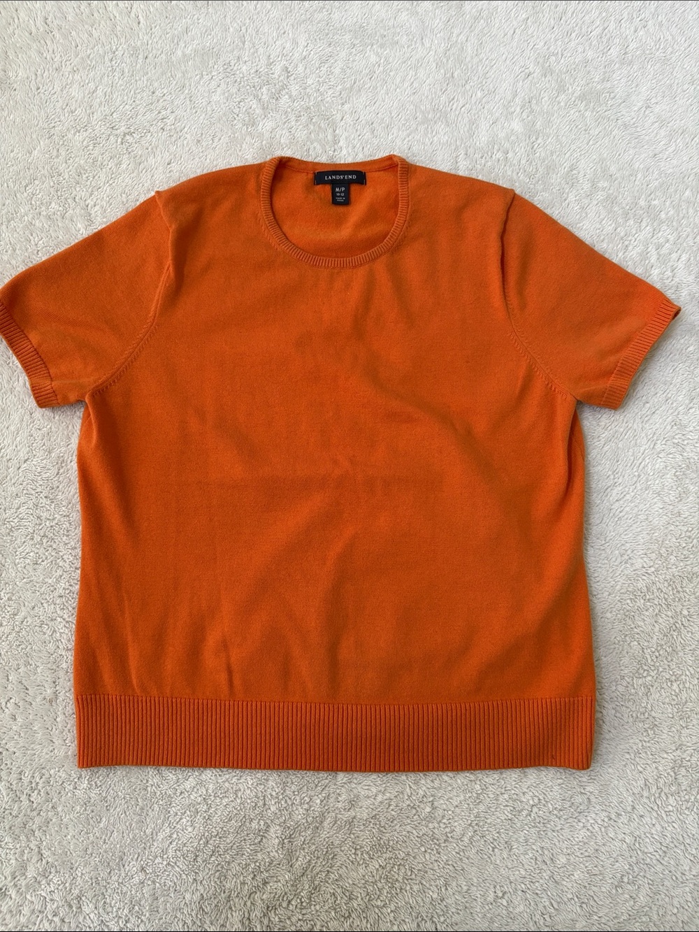 Lands' End Bright Orange Short-Sleeve Knit Top